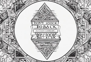 A tattoo with words only. The words are “Don’t look back” tattoo idea