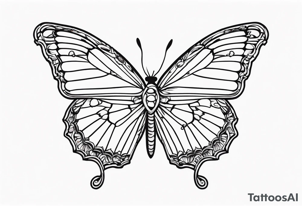 Small Butterfly with marigolds on a vine tattoo idea