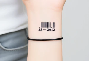 A sleek, minimalist barcode with the couple’s wedding date (22 - 12 - 2012) hidden in the numbers tattoo idea