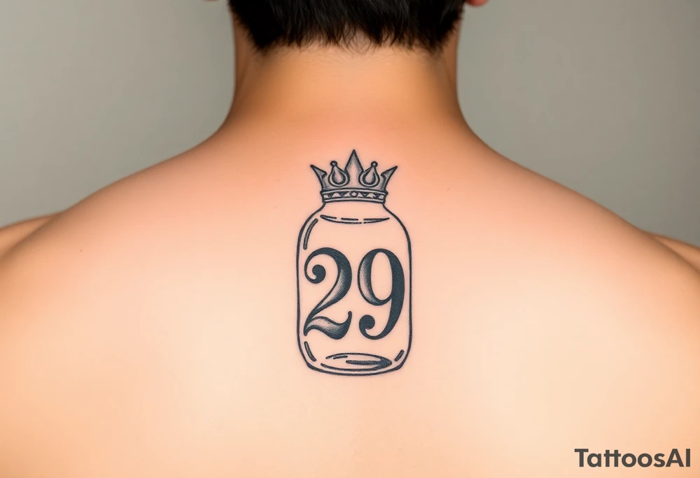 Baby bottle with crown and number 29 tattoo idea