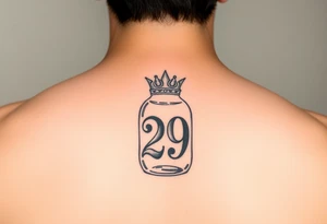 Baby bottle with crown and number 29 tattoo idea