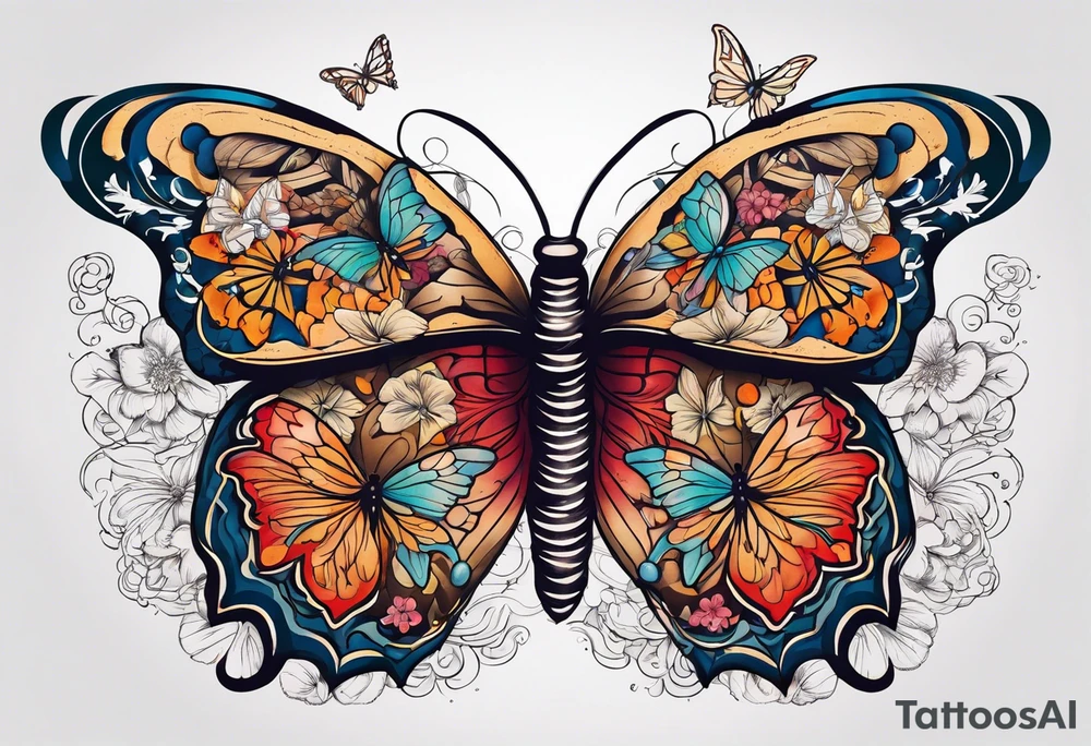 human lungs with butterflies tattoo idea