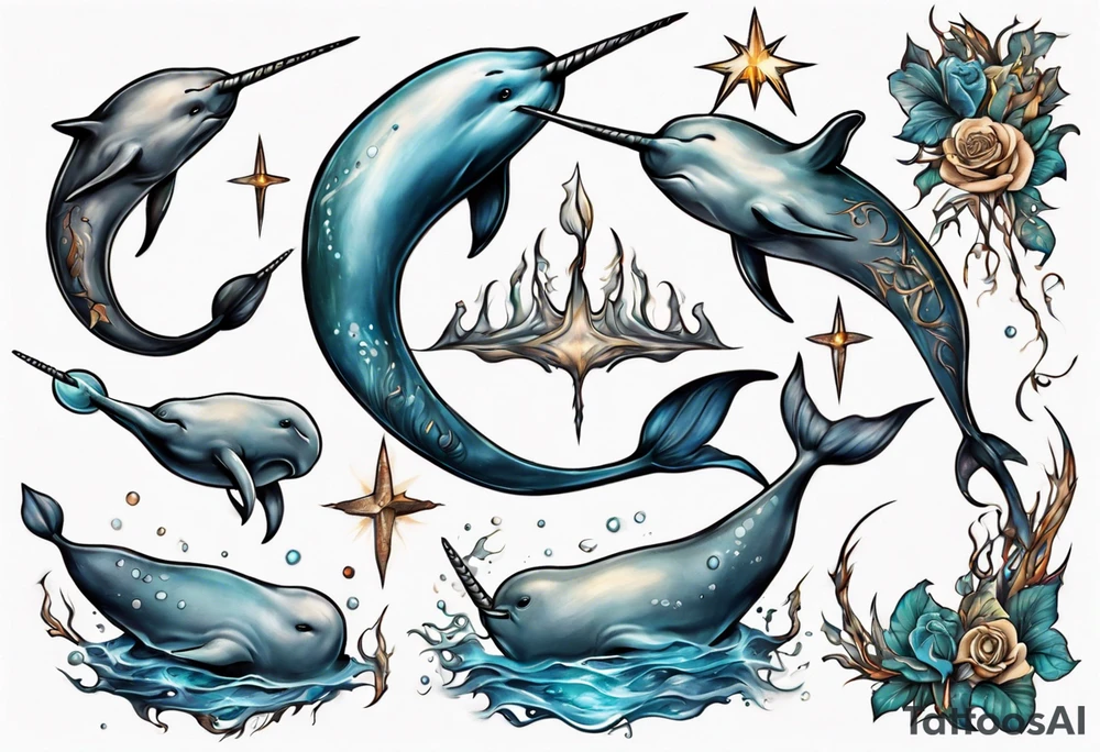 a narwhal tattoo idea