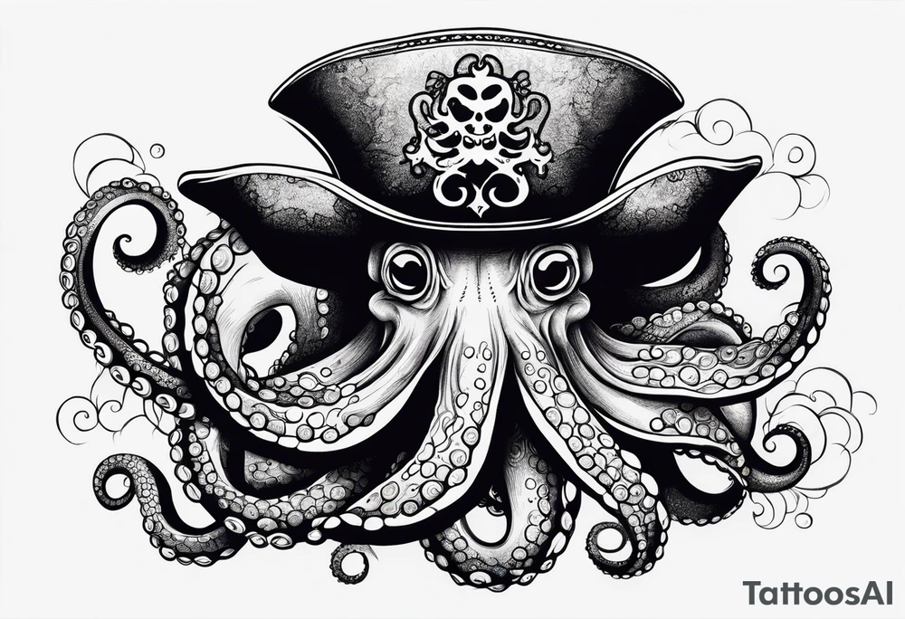 octopus wearing a pirate hat tattoo idea