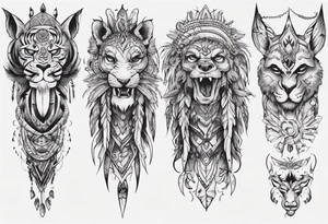 indian leg sleeve with maybe some animals evil looking tattoo idea