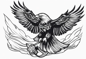 powerful majestic eagle swooping down into battle clutching sword tattoo idea