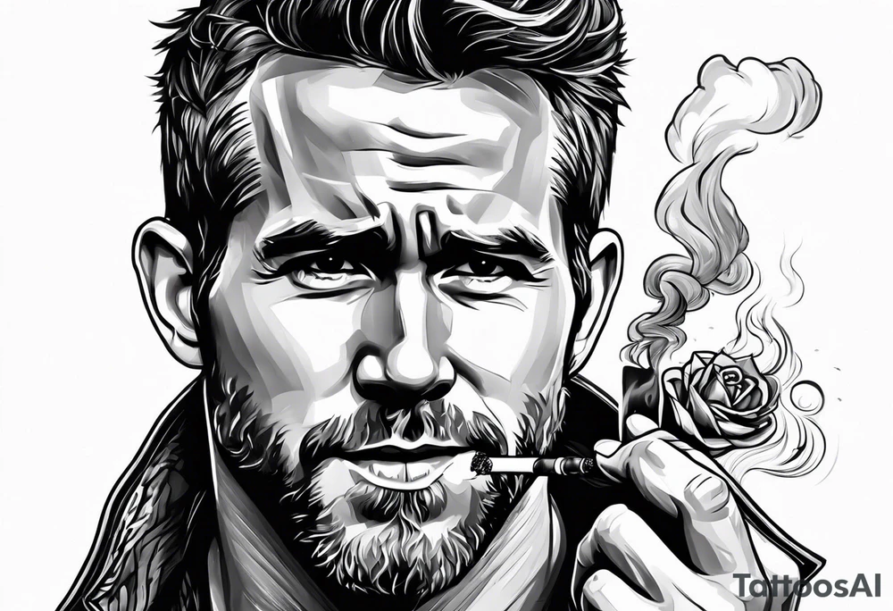 Ryan Reynolds smoking cigarette tattoo idea