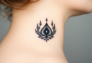 Q of spades surrounded by flames tattoo idea