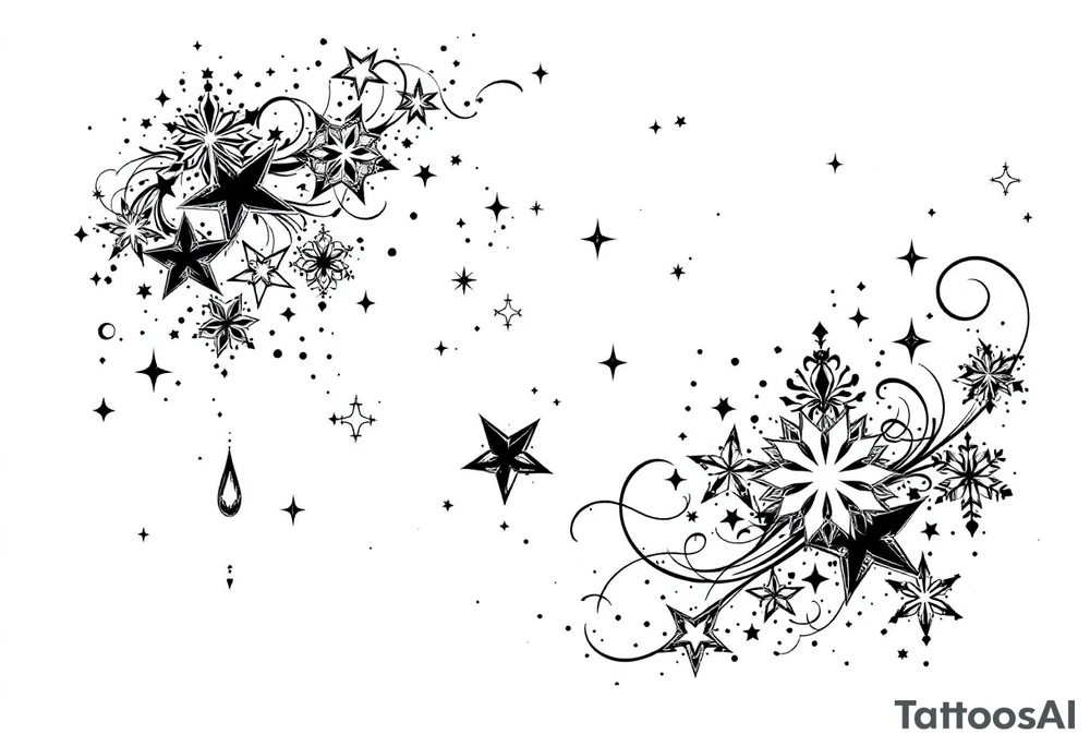 Small stars and tears background tattoo idea