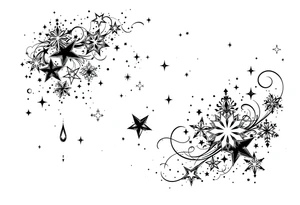 Small stars and tears background tattoo idea