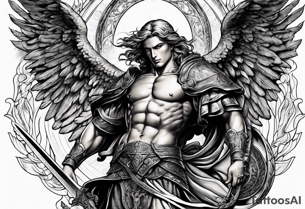 Michael the Archangel defeating evil tattoo idea