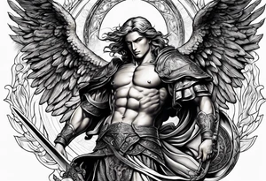 Michael the Archangel defeating evil tattoo idea