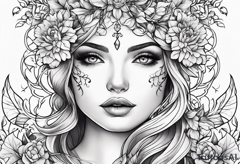 Fairy vines and flowers tattoo idea