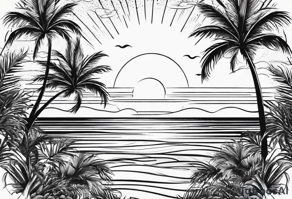 baby birth love life sun palm tree tattoo idea