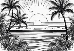 baby birth love life sun palm tree tattoo idea