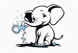 cute Elephant playing with water tattoo idea