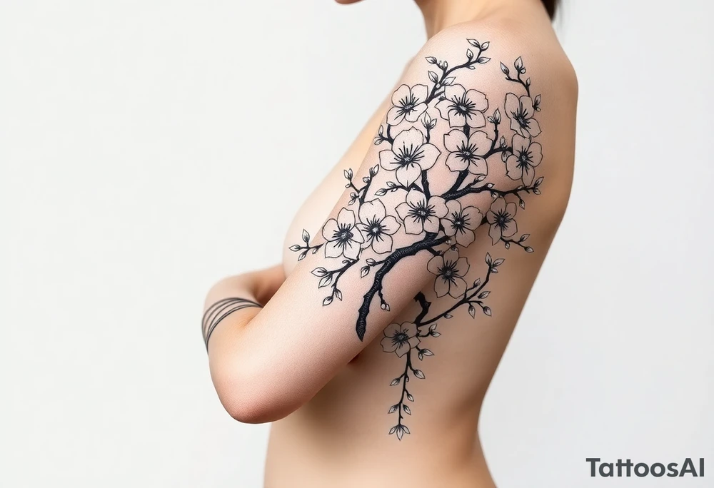 Japanese samurai katana cherry blossom tattoo idea