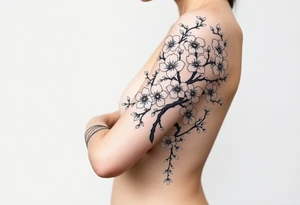 Japanese samurai katana cherry blossom tattoo idea