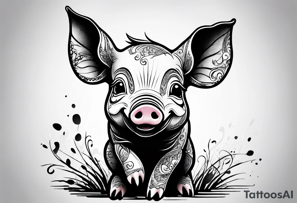 cute piglet.
with text: "friends not food" tattoo idea