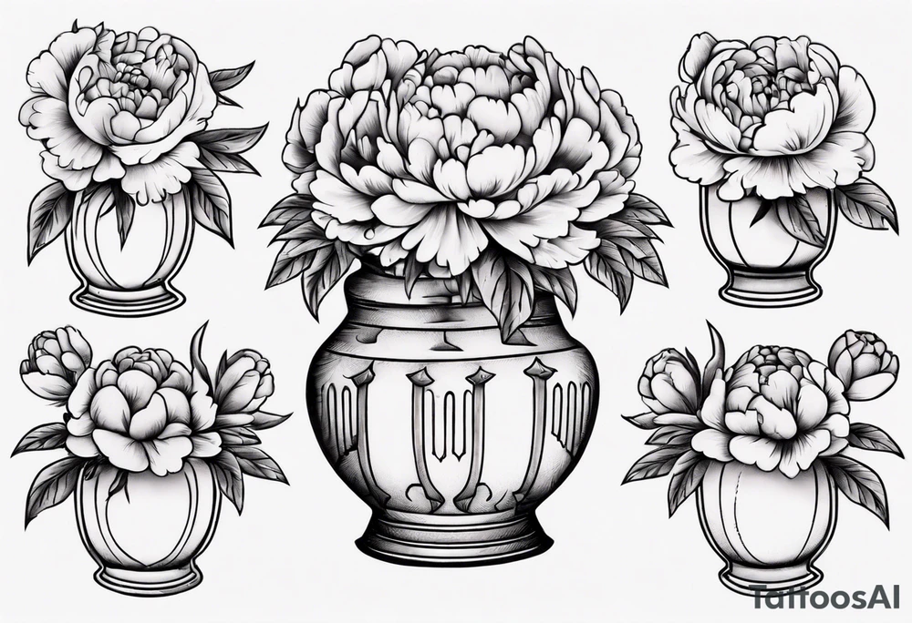 Old school vase with peonies in it tattoo idea