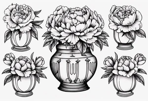 Old school vase with peonies in it tattoo idea