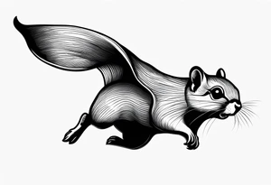 i want a flying squirrel in mid flight with a half cut bmx helmet on looking serious tattoo idea