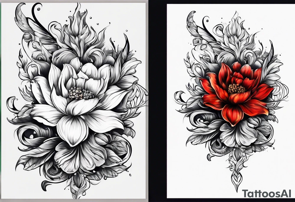 Flower fire for a male tattoo tattoo idea