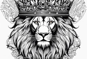 Long Lion crown cross tattoo idea