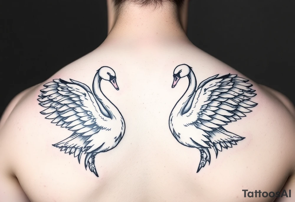 Peaceful swans feminine strength tattoo idea