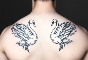 Peaceful swans feminine strength tattoo idea