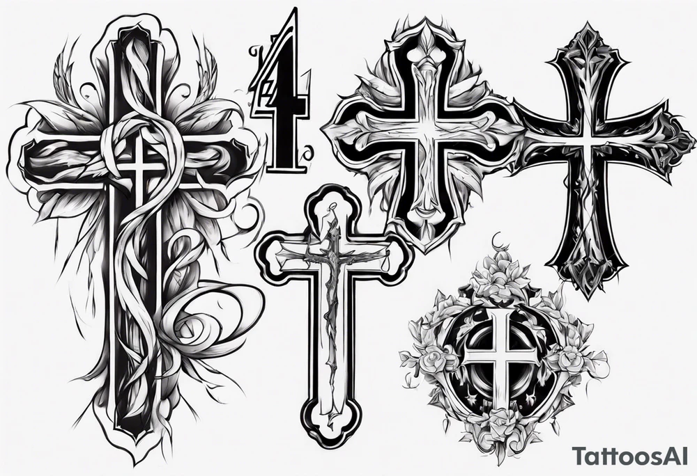 Cross with the number 4 tattoo idea