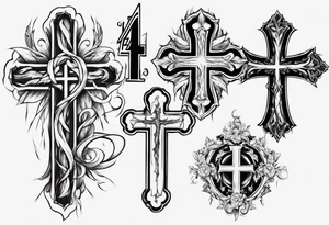 Cross with the number 4 tattoo idea