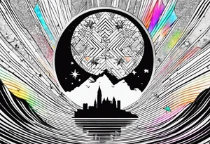 "You never walk alone" with stars and rainbow color tattoo idea