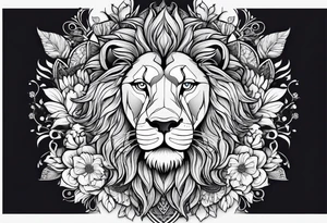 Lion mandala flowers tattoo idea