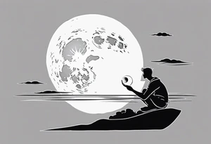 man asking the moon for a fairy to appear tattoo idea