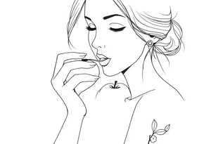 Beautiful woman eating an apple tattoo idea