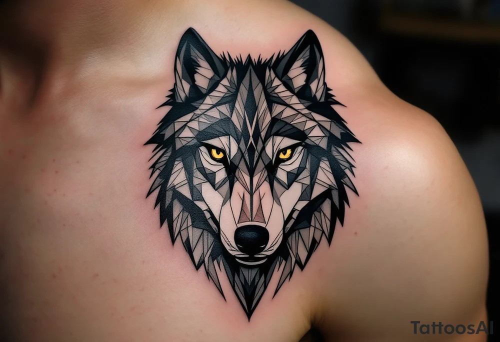 wolf face tattoo idea