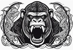 Screaming gorilla, snakes tattoo idea