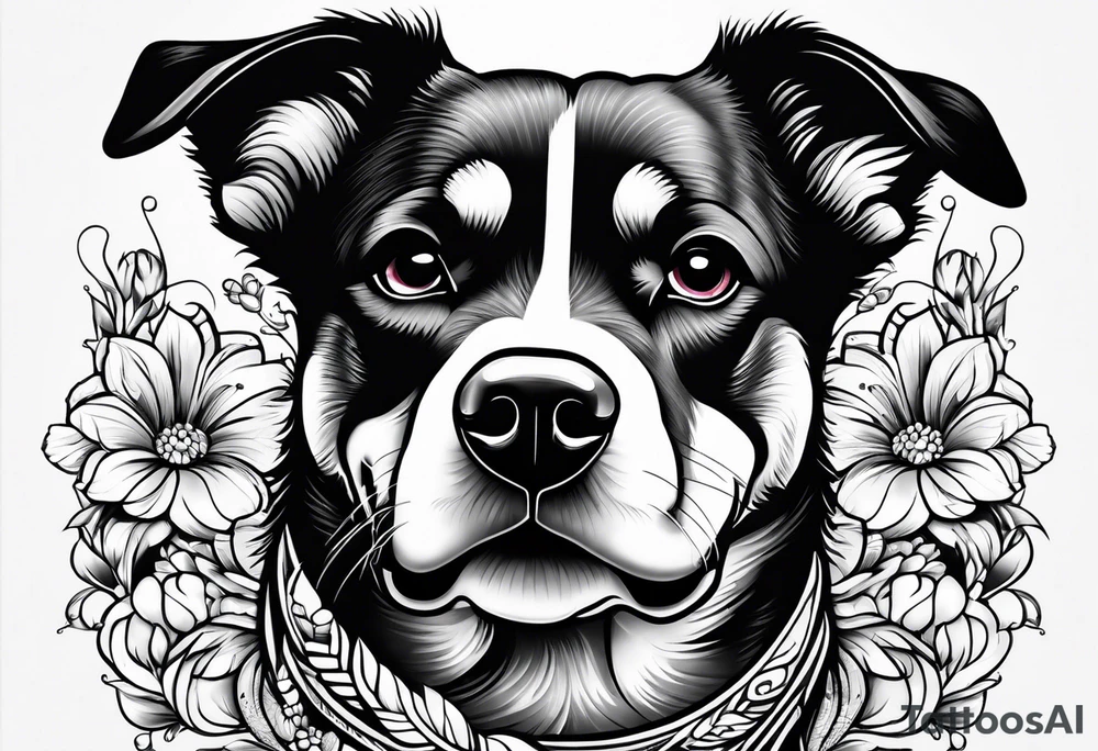 DOG AND Paw Print tattoo idea