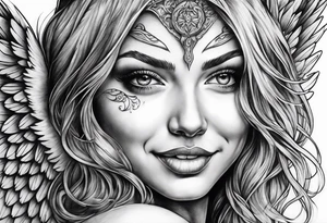 Angel with evil grin tattoo idea