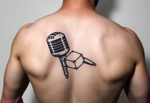 Microphone with a box on the handle tattoo idea