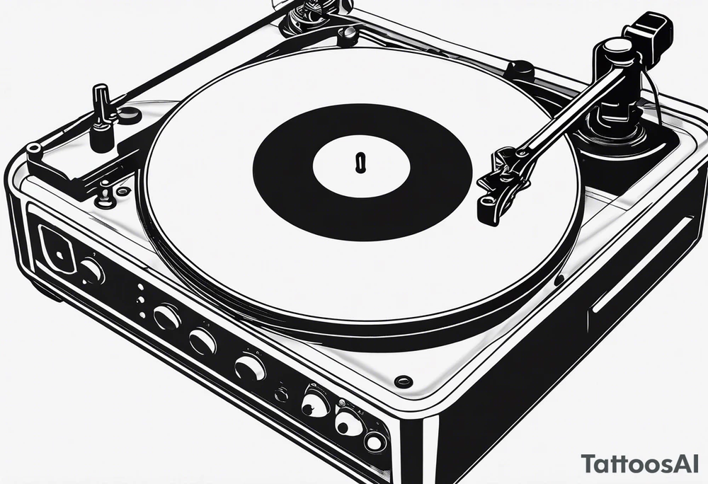 A recordplayer fineline minimalistic outline only tattoo idea A recordplayer fineline minimalistic outline only tattoo idea