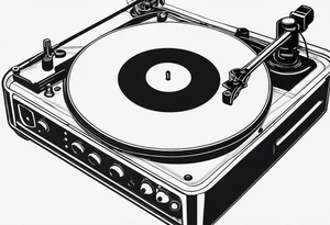 A recordplayer fineline minimalistic outline only tattoo idea