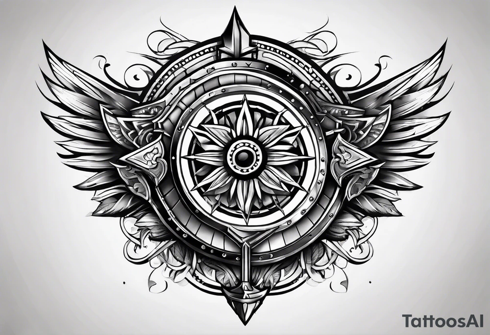spear and shield tattoo idea