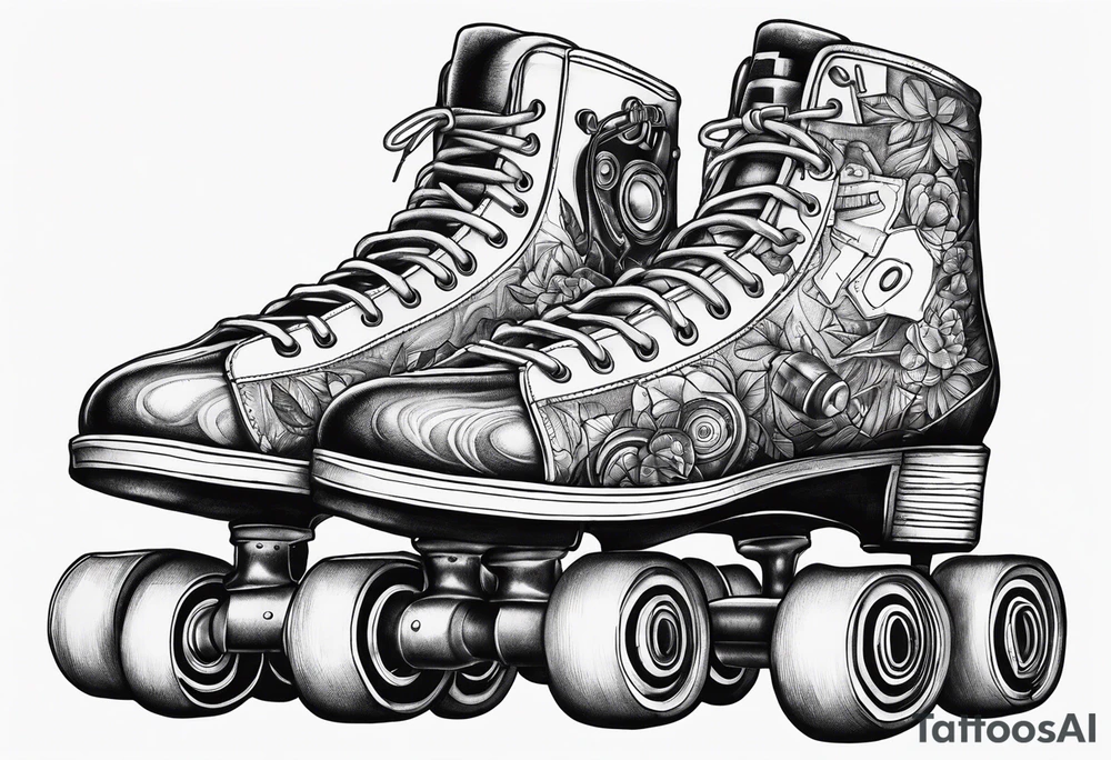 Rollerskates with boombox tattoo idea
