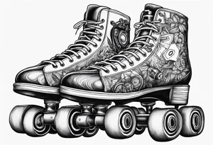 Rollerskates with boombox tattoo idea