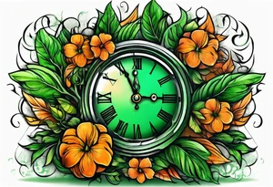 Action Tree Service using colors green and orange tattoo idea