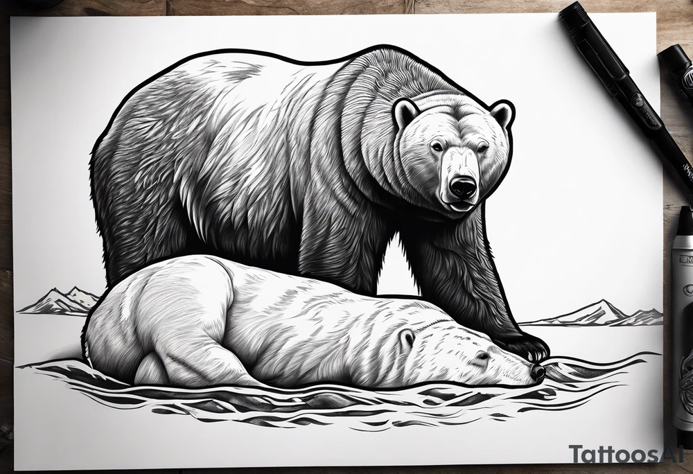 Polar bear killing walrus tattoo idea