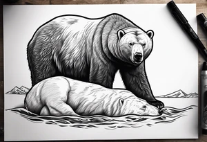 Polar bear killing walrus tattoo idea