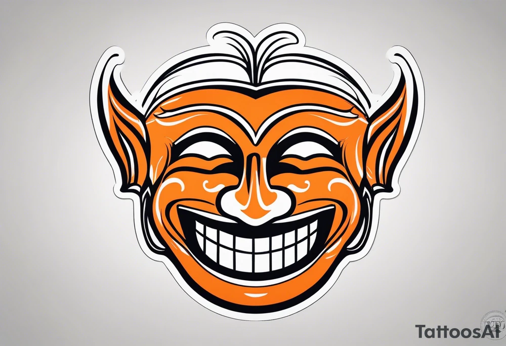 Laughing mask that is orange and black simplistic tattoo idea